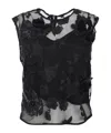 Rotate Birger Christensen Mesh Flower Top In Black