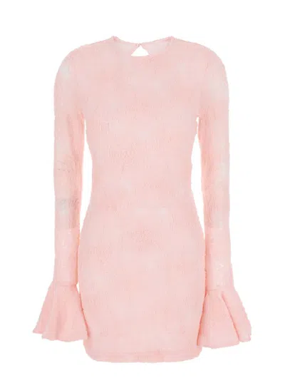 Rotate Birger Christensen Mesh Frill Mini Dress In Pink