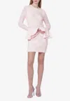 Rotate Birger Christensen Mesh Frill Mini Dress In Pink