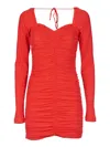 Rotate Birger Christensen Mini Mesh Dress Long Sleeves In High Risk Red