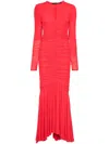 Rotate Birger Christensen Mesh Longsleeve Maxi Dress In Red