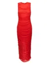 Rotate Birger Christensen Red Midi Dress With Ruffles In Red
