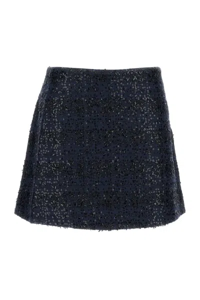 ROTATE BIRGER CHRISTENSEN MESH MIDI SKIRT WITH FLORAL BEAD EMBROIDERY