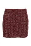 Rotate Birger Christensen Mesh Midi Skirt With Floral Bead Embroidery In Red