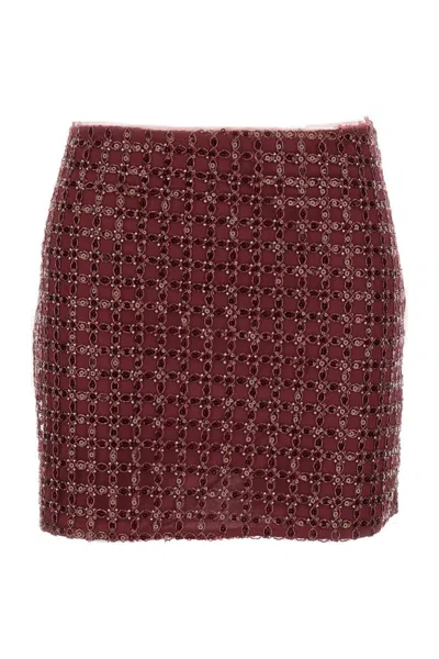 ROTATE BIRGER CHRISTENSEN ROTATE BIRGER CHRISTENSEN MESH MIDI SKIRT WITH FLORAL BEAD EMBROIDERY