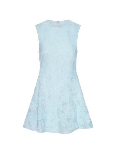 Rotate Birger Christensen Light Blue Floral Mesh Mini Dress