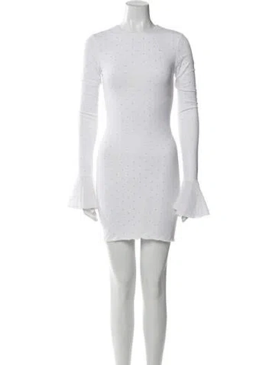 Pre-owned Rotate Birger Christensen Mesh Mini Dress In White