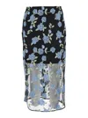 Rotate Birger Christensen Rotate Black Pencil Skirt With Mesh Panels And All-over Floral Motif In Tech Fabric Woman In Black