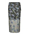 Rotate Birger Christensen Black Pencil Skirt With Mesh Panels And All-over Floral Motif In Black