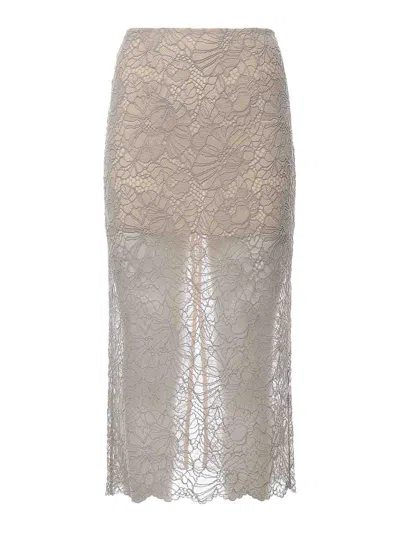 Rotate Birger Christensen Mesh Pencil Skirt In Gray