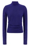 Rotate Birger Christensen 'mesh Rouched' Sweater In Blue
