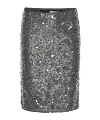 Rotate Birger Christensen Mesh Sequined Skirt In Gray