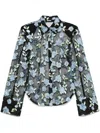 Rotate Birger Christensen Rotate Sheer Black Shirt With Intricate Floral Embroidery In Black