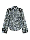 Rotate Birger Christensen Rotate Sheer Black Shirt With Intricate Floral Embroidery In Black