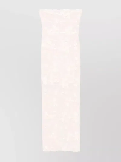 ROTATE BIRGER CHRISTENSEN MESH TUBE DRESS WITH FLOWER EMBROIDERY OVERLAY