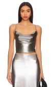 Rotate Birger Christensen Metallic Crop Top In Gray