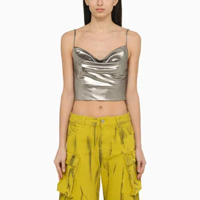 Rotate Birger Christensen Metallic Silver Crop Top