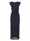 Rotate Birger Christensen Rotate Micro Lace Evening Dress With Cut-out Detail In Blue
