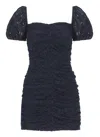 Rotate Birger Christensen Rotate Micro Lace Dress With Balloon Sleeves In Blue