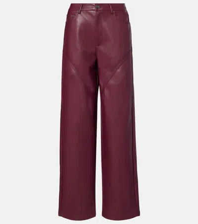 Rotate Birger Christensen Mid-rise Faux Leather Wide-leg Pants In Burgundy