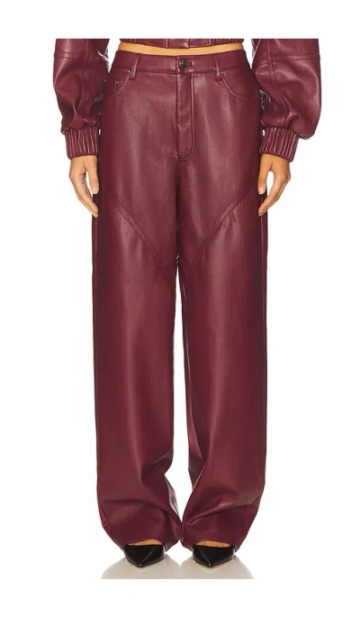 Rotate Birger Christensen Mid Waisted Piping Pant In Burgundy