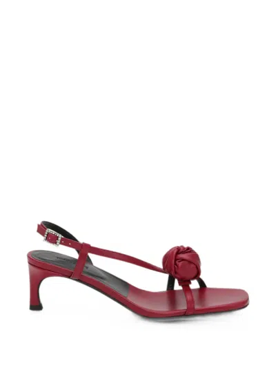 Rotate Birger Christensen Mid-heel Knot Leather Sandals In Red