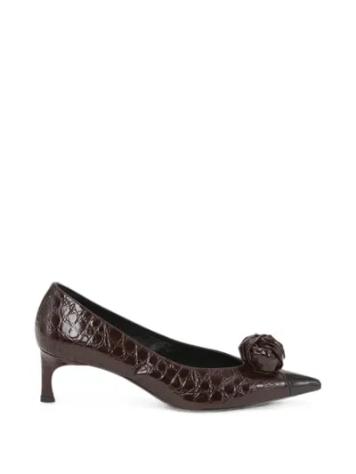 Rotate Birger Christensen Mid-heel Leather Pumps In Brown