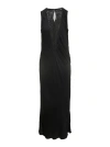 Rotate Birger Christensen Midi Dress With Mesh Insert In Black