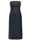 Rotate Birger Christensen 'textured Strapless Midi Dress With Back Slit' In Blue