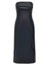 Rotate Birger Christensen 'textured Strapless Midi Dress With Back Slit' In Blue