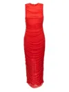 Rotate Birger Christensen Red Midi Dress With Ruffles