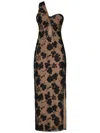 Rotate Birger Christensen Floral Bead Midi Dress In Beige And Black In Black