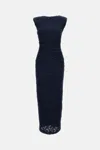 Rotate Birger Christensen Rotate Micro Lace Evening Dress With Cut-out Detail In Blue