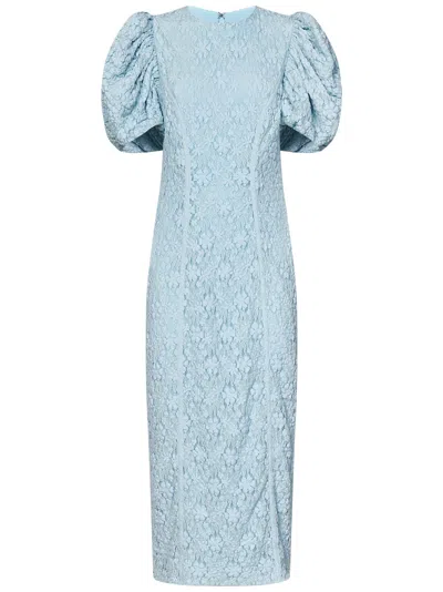 Rotate Birger Christensen Women's Floral Lace Fitted Midi-dress In Blue