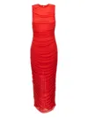 Rotate Birger Christensen Red Midi Dress With Ruffles In Red