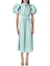 Rotate Birger Christensen Rotate Birgerchristensen Satin Puff Midi Dress In Green