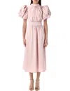 Rotate Birger Christensen Rotate Satin Puff Midi Dress In Pink