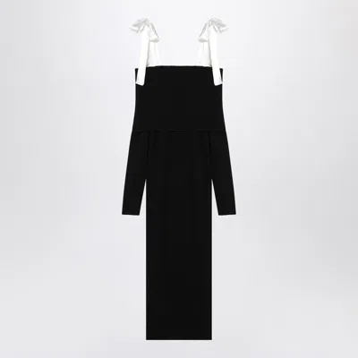 Rotate Birger Christensen Midi Dress With Bows In Black