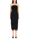 Rotate Birger Christensen Midi Dress With Sequins In Black