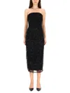 Rotate Birger Christensen Midi Dress With Sequins In Black