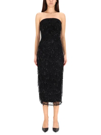 ROTATE BIRGER CHRISTENSEN MIDI DRESS WITH SEQUINS