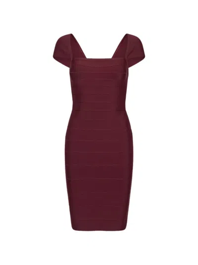 Rotate Birger Christensen Rotate Fitted Midi Dress In Zinfandel Knit In Burgundy