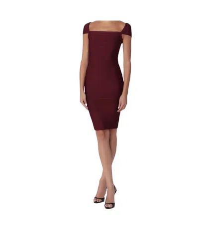 Rotate Birger Christensen Rotate Fitted Midi Dress In Zinfandel Knit In Burgundy