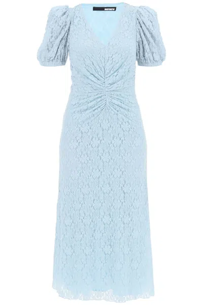 ROTATE BIRGER CHRISTENSEN MIDI LACE DRESS WITH PUFFED SLEEVES