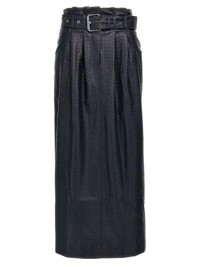 Rotate Birger Christensen Midi Paper Waist Skirt In Black