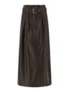 Rotate Birger Christensen Midi Paper Waist Skirt Chicory Coffee In Brown