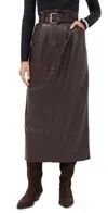 Rotate Birger Christensen Midi Paper Waist Skirt Chicory Coffee In Brown