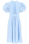 Rotate Birger Christensen Rotate Midi Sequin Dress With Balloon Sleeves In Skyway Blue (light Blue)