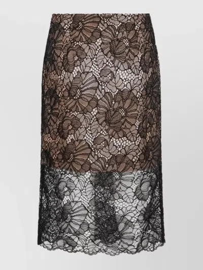 Rotate Birger Christensen Midi Skirt Floral Lace Sheer Design