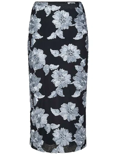 Rotate Birger Christensen Flower Mesh Pencil Skirt In Multicolor